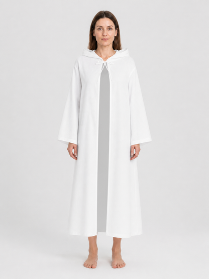 White Hooded Robe with a Star Wars Theme for Cosplay Costumes detail 3