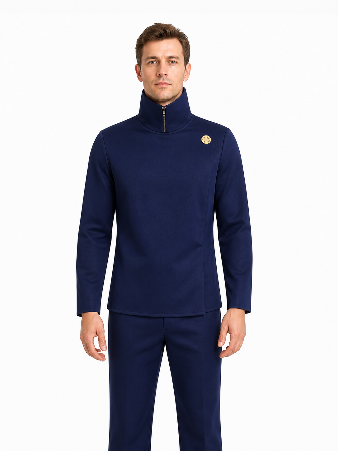 Blue Gojo Satoru High School Uniform, Top and Pants upper body view