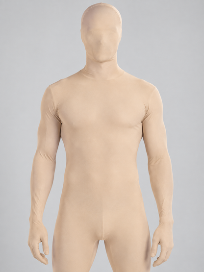 Flesh-toned skintight hooded jumpsuit product detail 2
