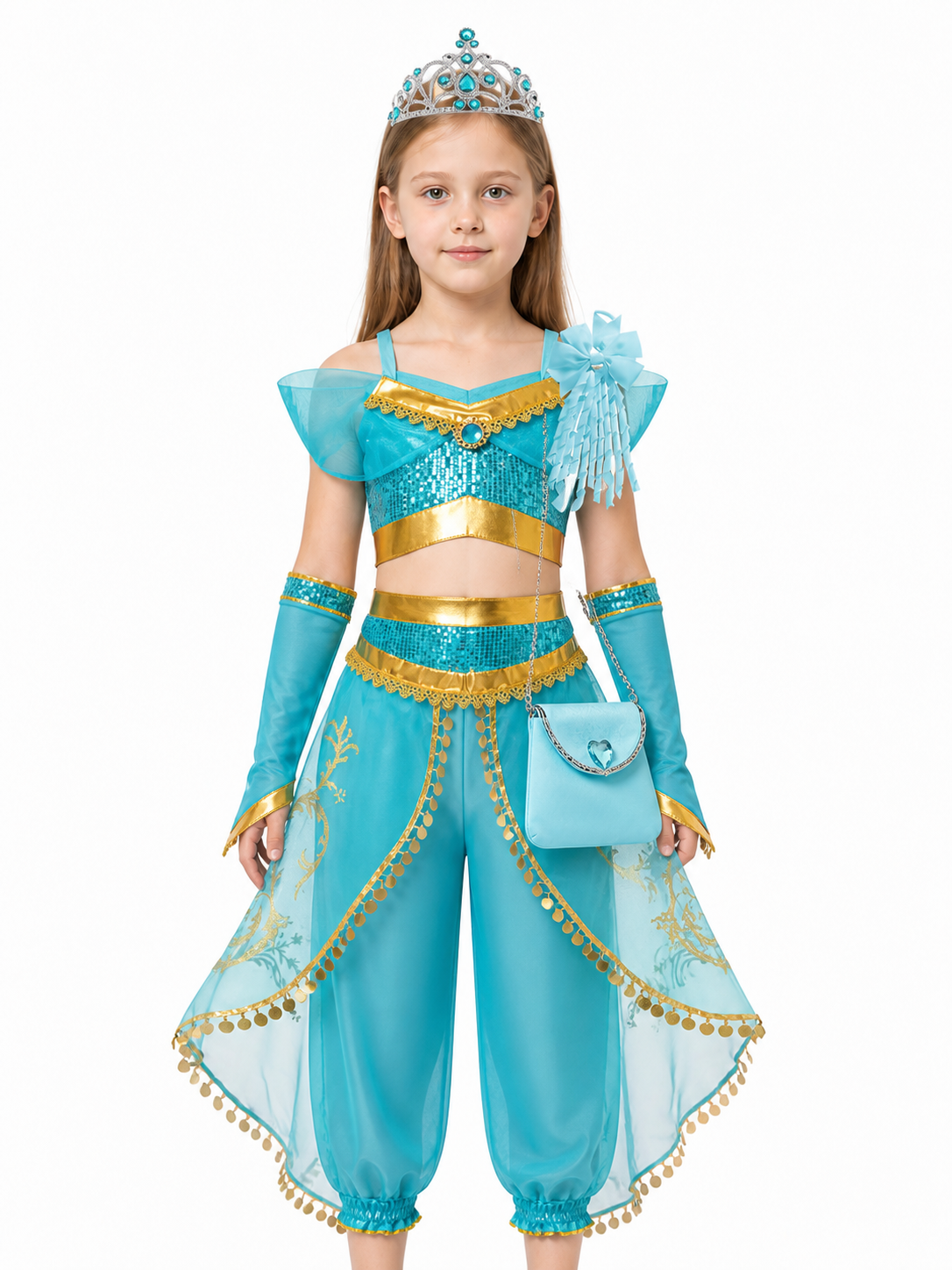 Light Blue Children's Arabian-Style Costume with Accessories Costume Accessories detail 3