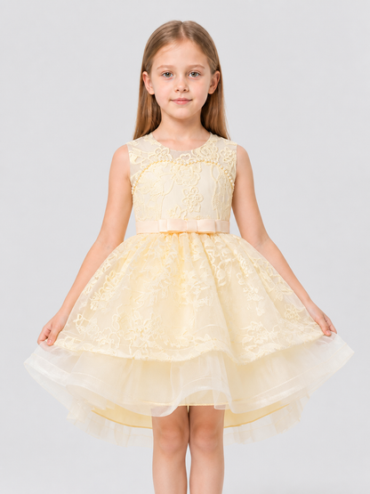 Full Dressy Girls’ Dress with a Tulle Skirt and Bow