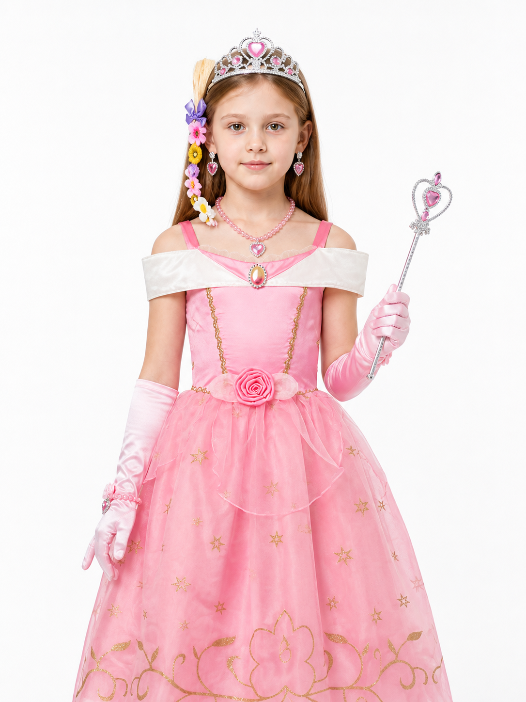 Princess Costume with Crown and Magic Wand Costume Headwear detail 3