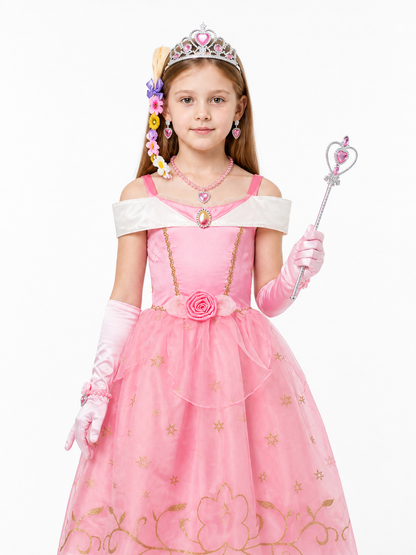 Princess Costume with Crown and Magic Wand Costume Headwear detail 3