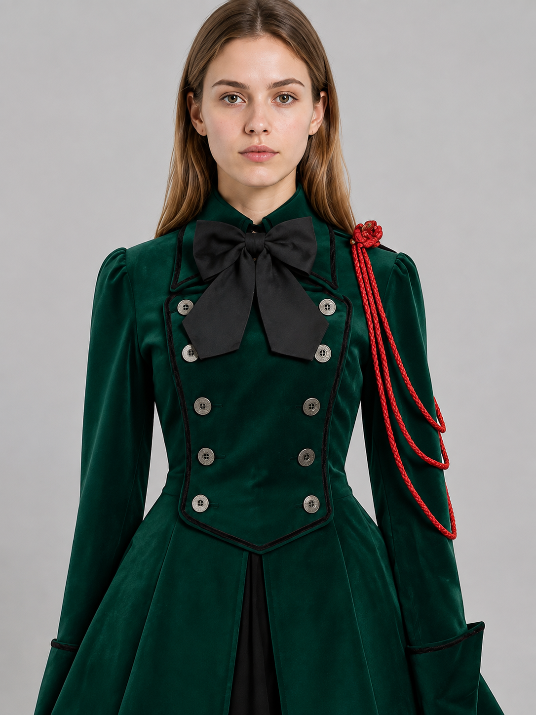 Gothic Victorian Dress with Bow and Ruffles Costume Dresses detail 2
