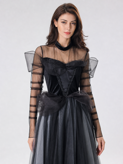 Gothic Witch Costume Dress with Full Skirt