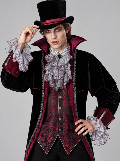 Vampire Costume with Vest and Hat Costume Headwear detail 2