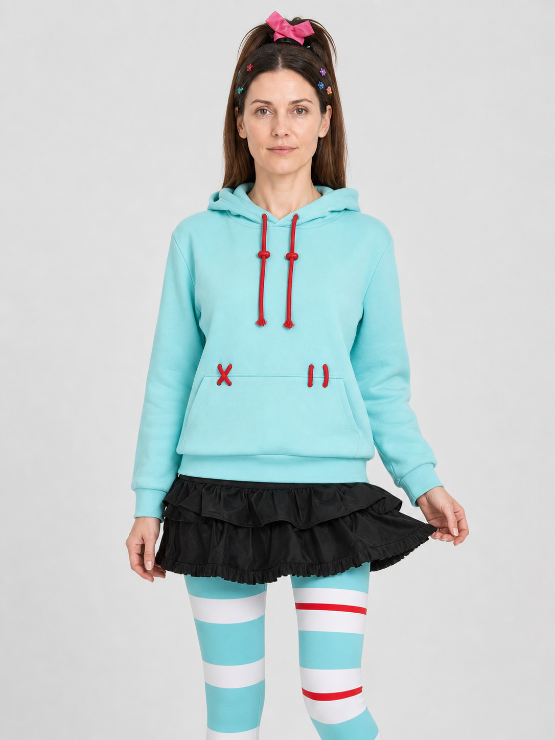 Vanellope von Schweetz Cosplay Costume, Hoodie and Skirt Shorts Wearable Blankets detail 3