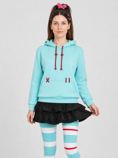 Vanellope von Schweetz Cosplay Costume, Hoodie and Skirt Shorts Wearable Blankets detail 3
