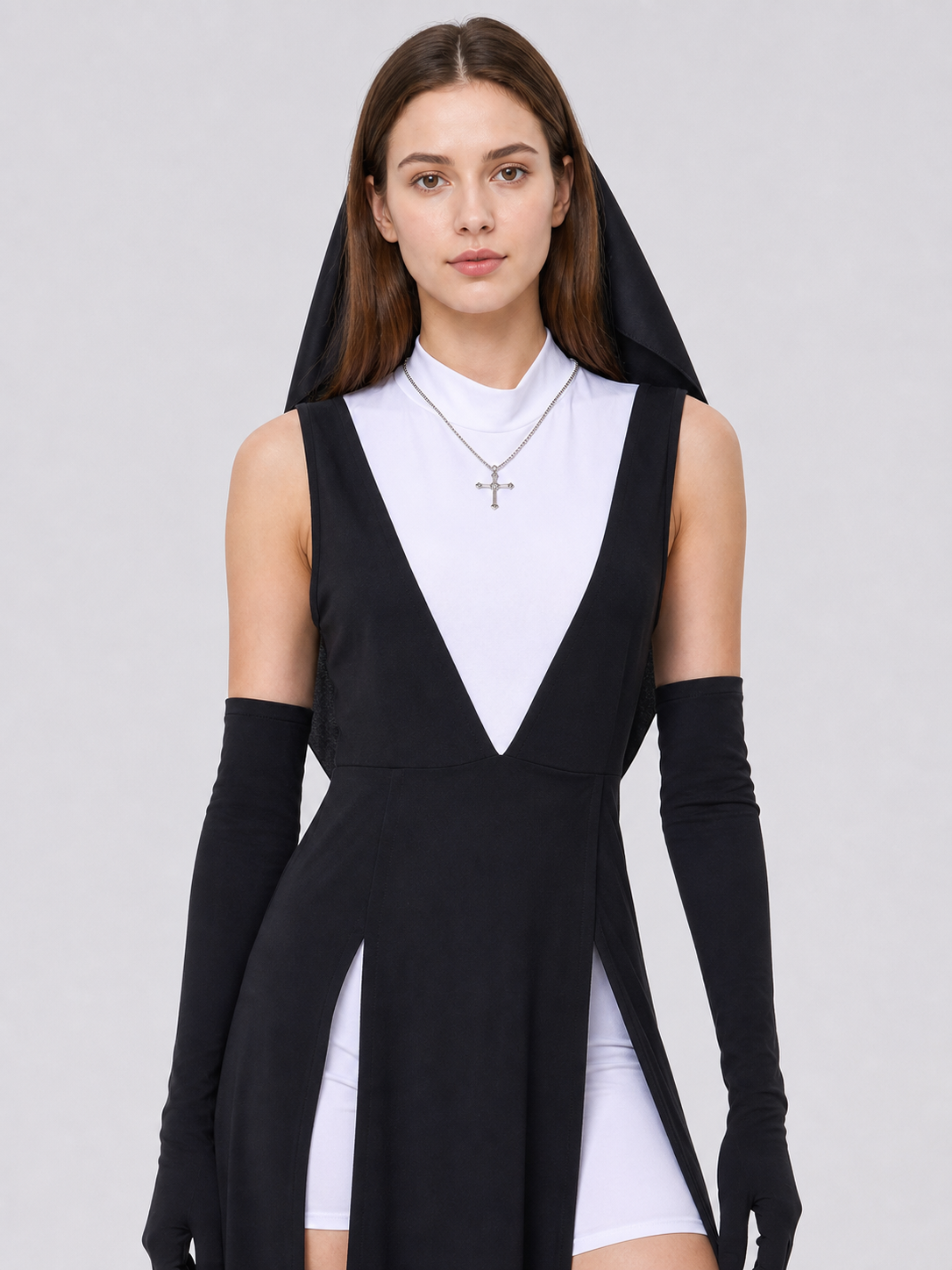 Gothic Robe Dress with High Side Slits Costume Dresses detail