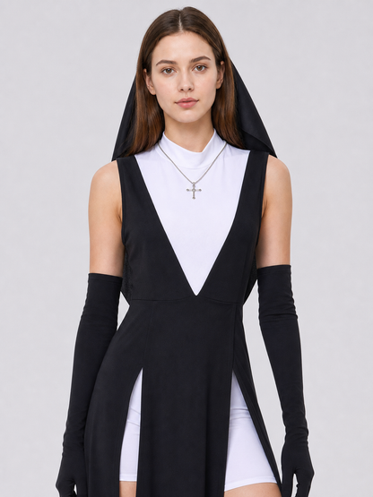 Gothic Robe Dress with High Side Slits Costume Dresses detail