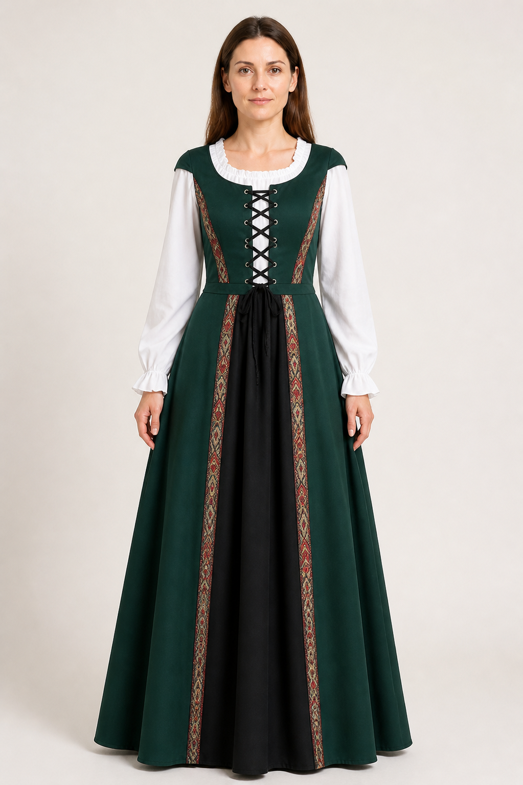 Gothic Lace-Up Dress with a Full Skirt for Cosplay Costume Dresses detail 3