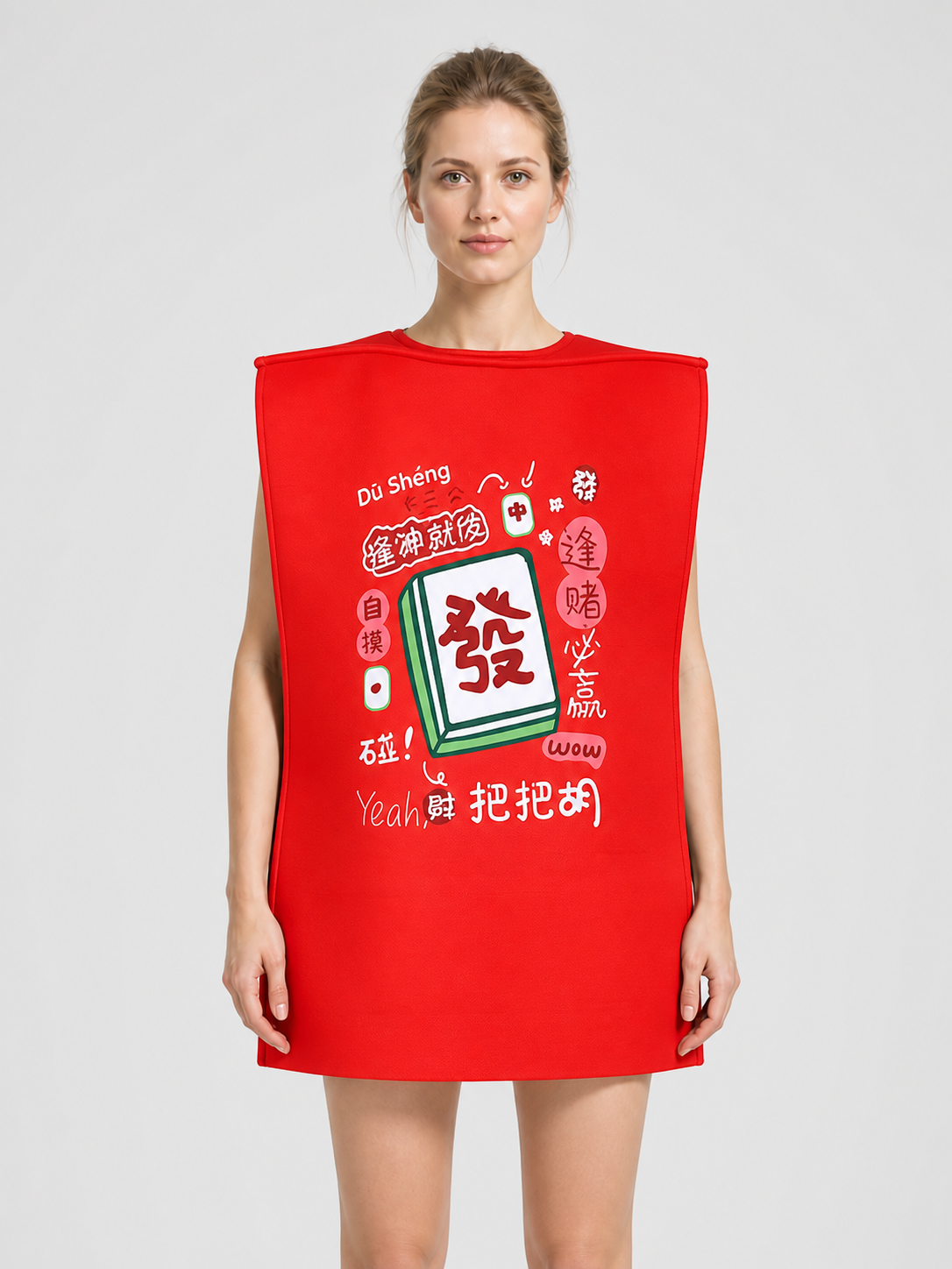 Red Mahjong Cosplay Costume, One Size Costumes detail 2