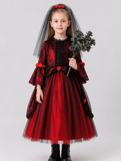 Halloween Vampire Princess Dress with Roses and Lace Costume Dresses detail 2