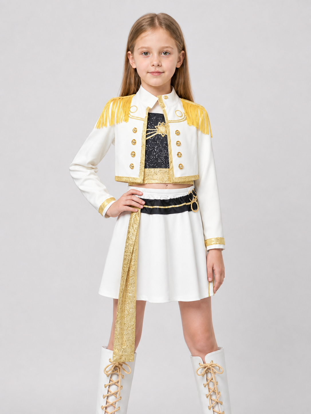 Stage Cosplay Costume: White Jacket and Skirt Costumes detail 3