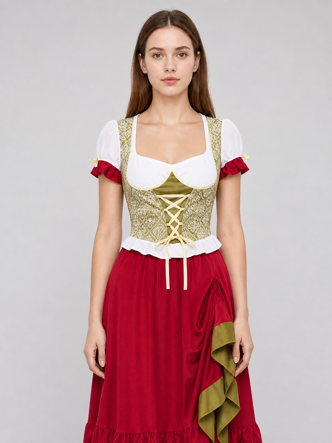 Bavarian-Style Costume Dress with Scarf
