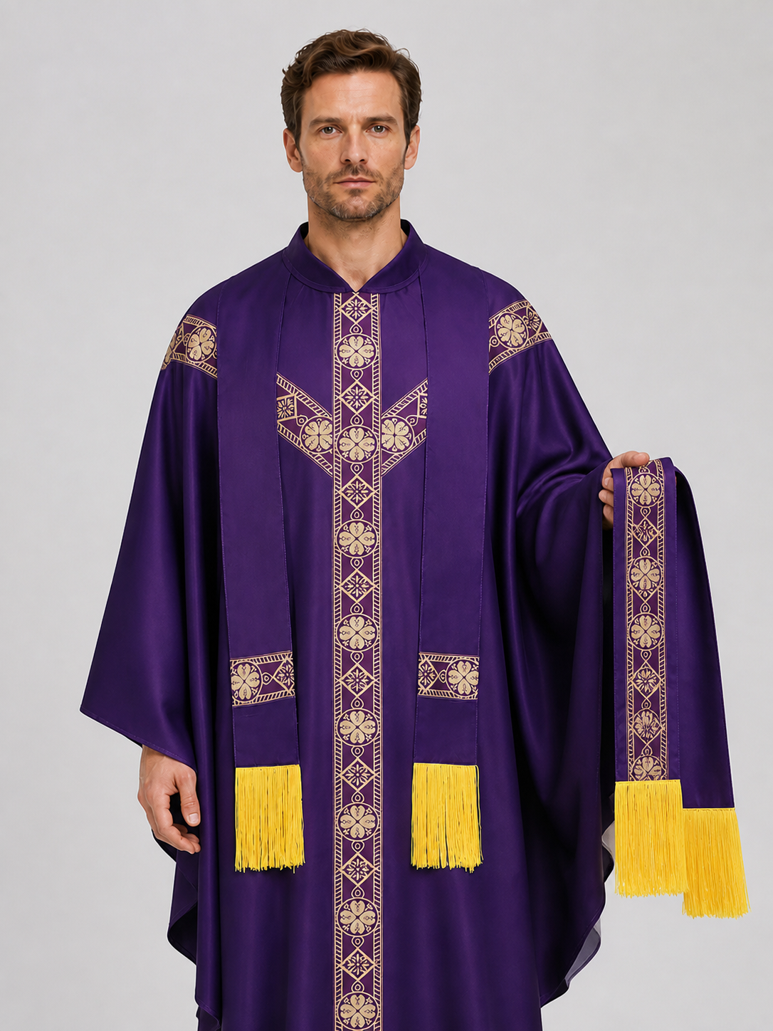 Purple Ritual Robe with Gold Ornament Holiday Decorations detail 3
