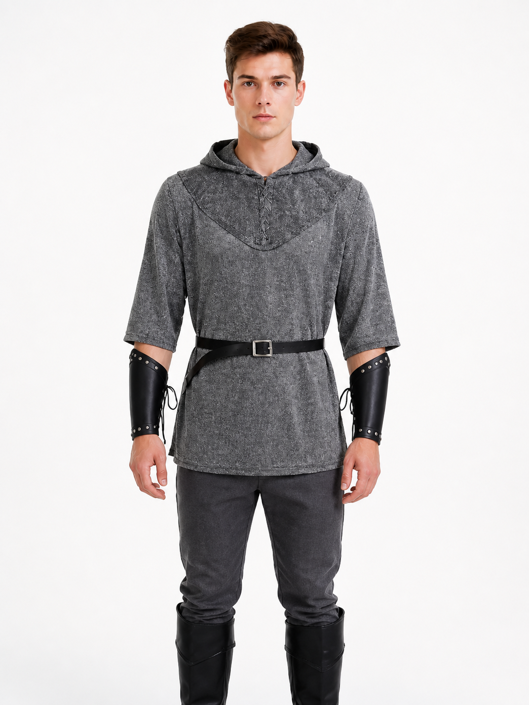 Hooded Knight Costume with Belt and Greaves Costumes detail 3