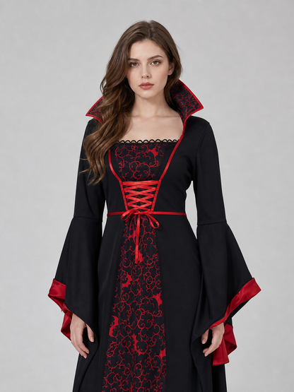 Vampire Costume: Floor-Length Dress with Necklace