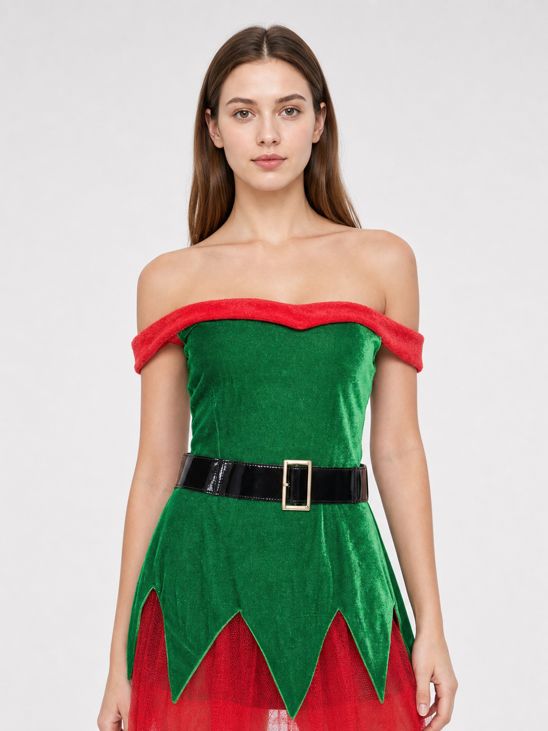 New Year's elf costume with green hat Costume Headwear detail 2