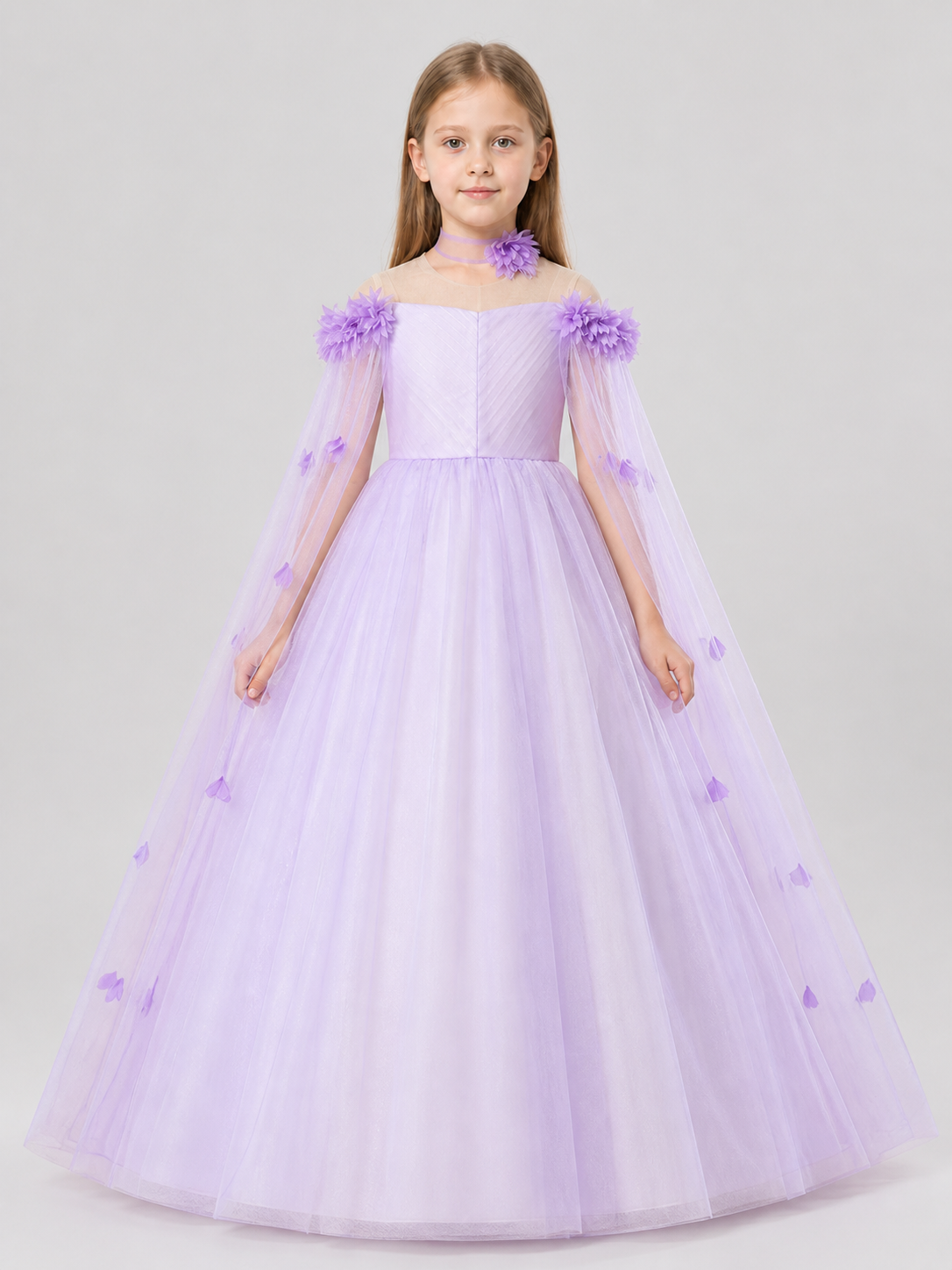Puffy Princess Tulle Dress with Bows, Lilac Costume Dresses detail 3