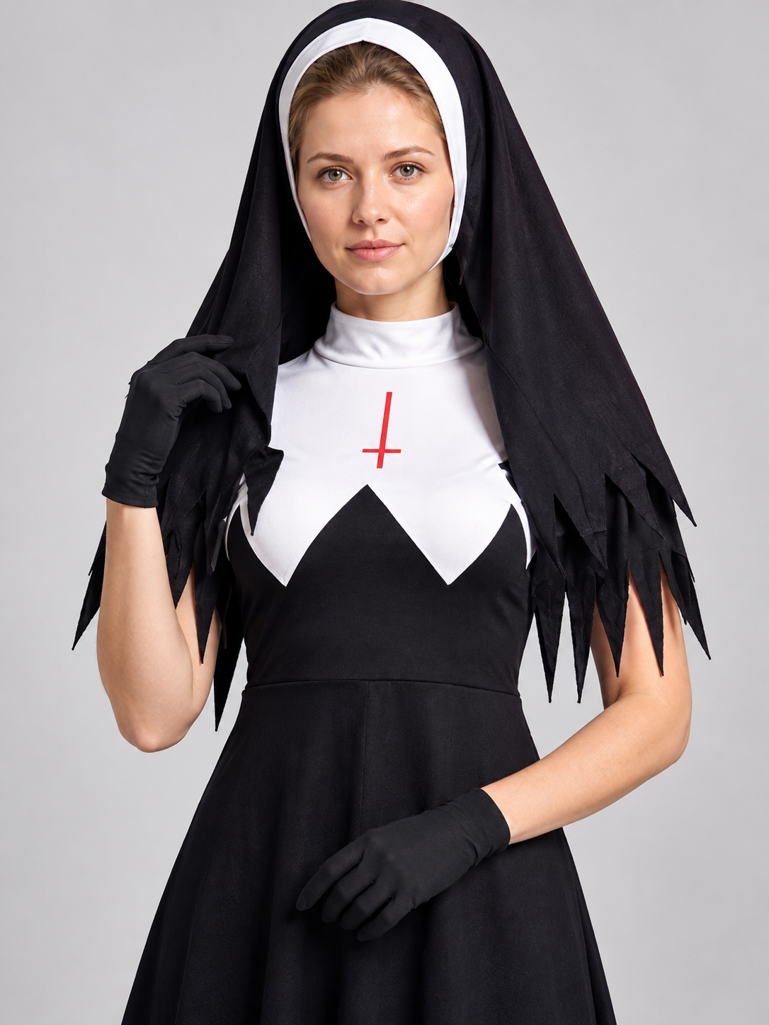 Nun Costume with Black Veil Costumes detail 2