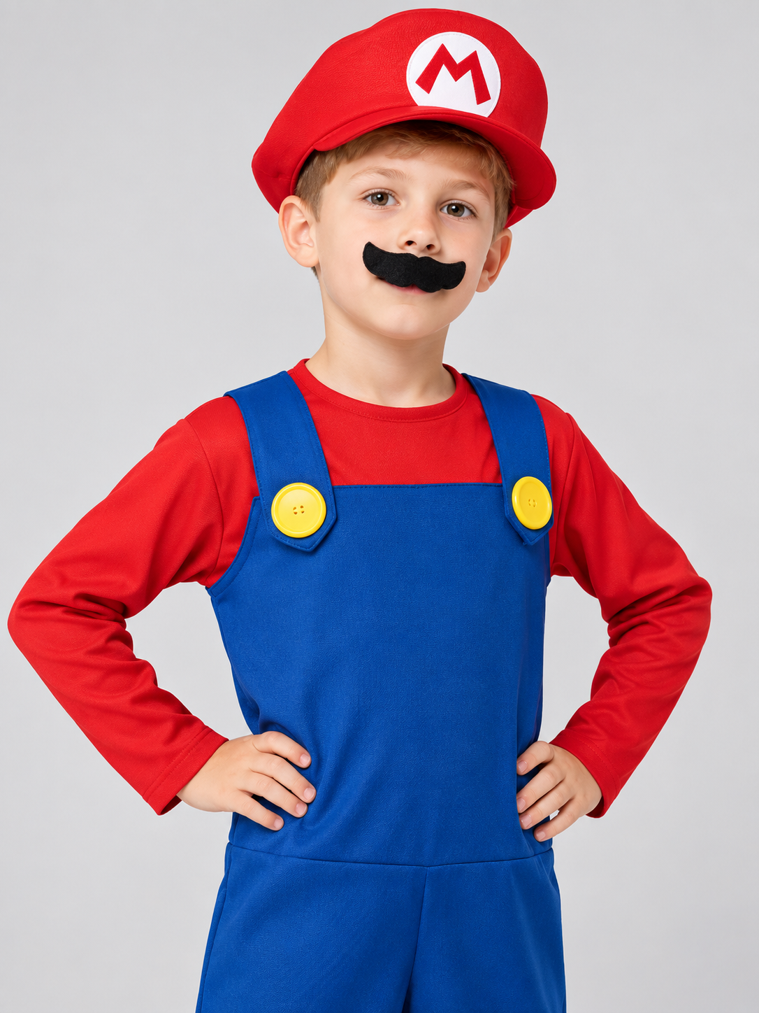 Mario costume with hat and mustache made of polyester