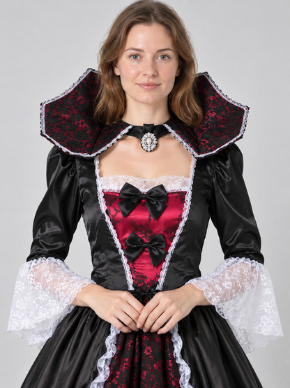 Vampire Halloween Costume Black with Lace and Bow