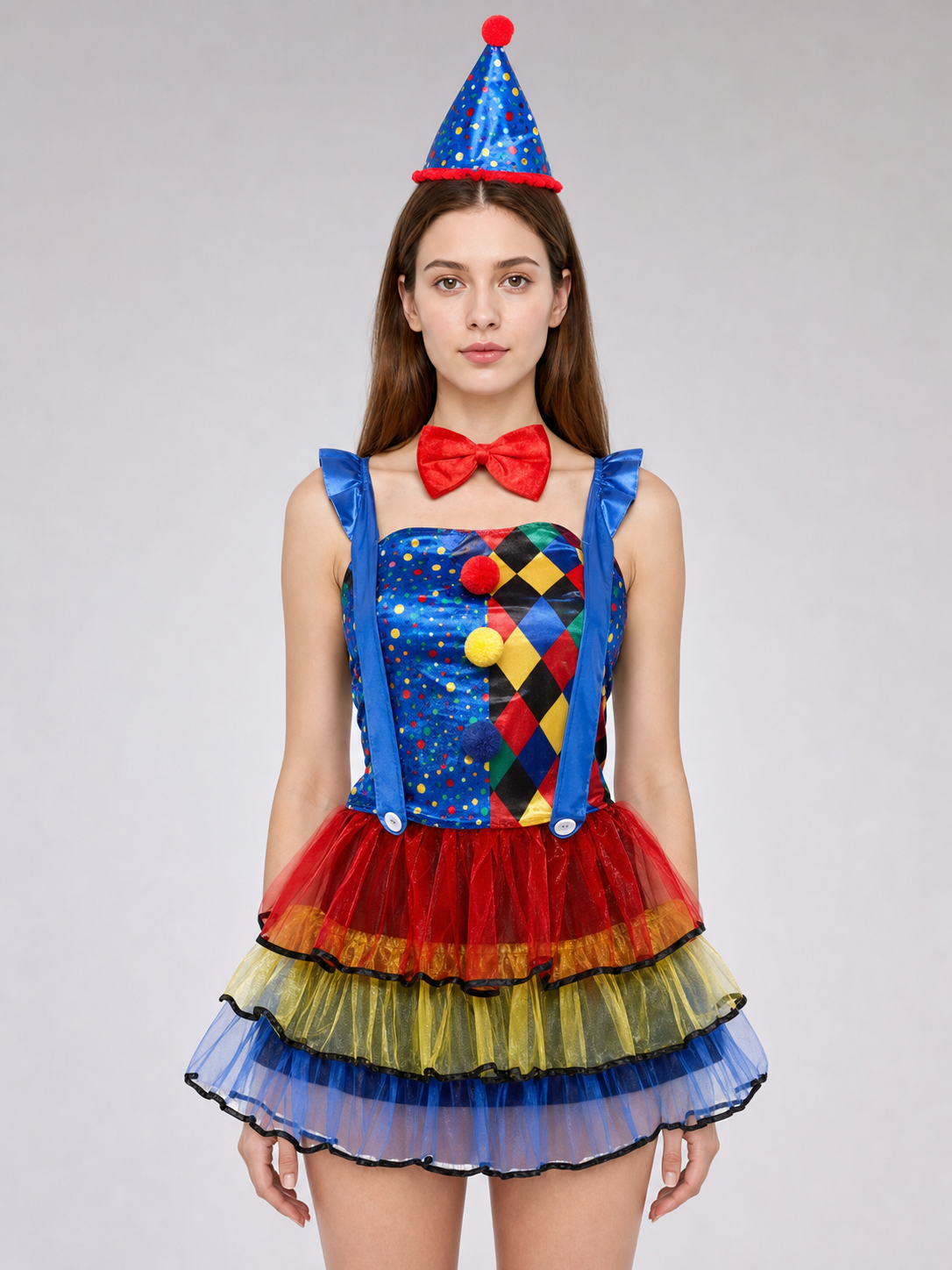 Clown Costume with a Full Skirt and Hat