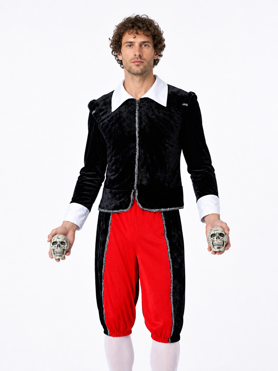 Vampire Costume with Red Pants and Silver Trim Costumes detail 3