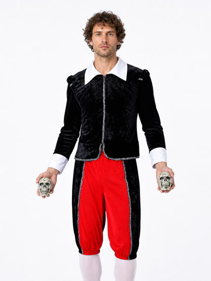 Vampire Costume with Red Pants and Silver Trim Costumes detail 3