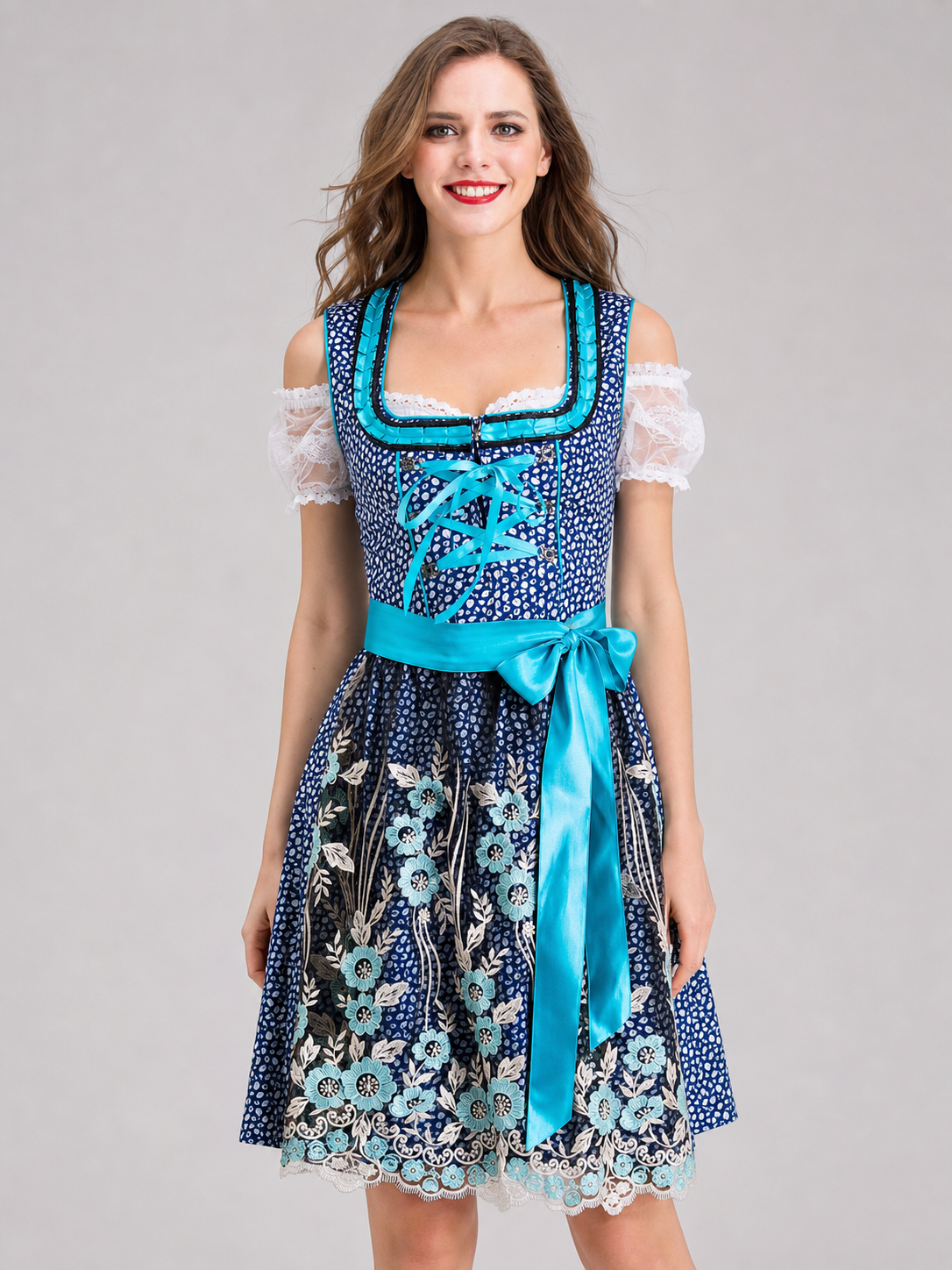 Embroidered Lace-Trimmed Ethnic-Style Dress Costume Dresses detail 3
