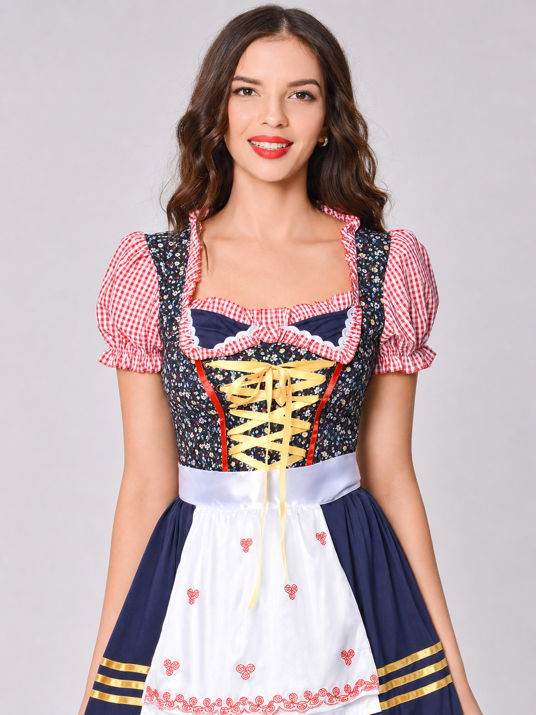 Folk Costume for Cosplay with Apron and Bow