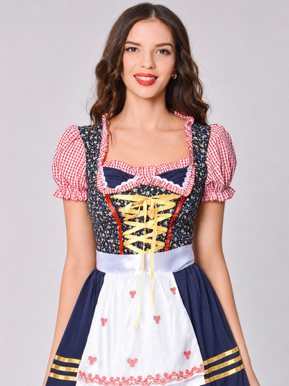 Folk Costume for Cosplay with Apron and Bow