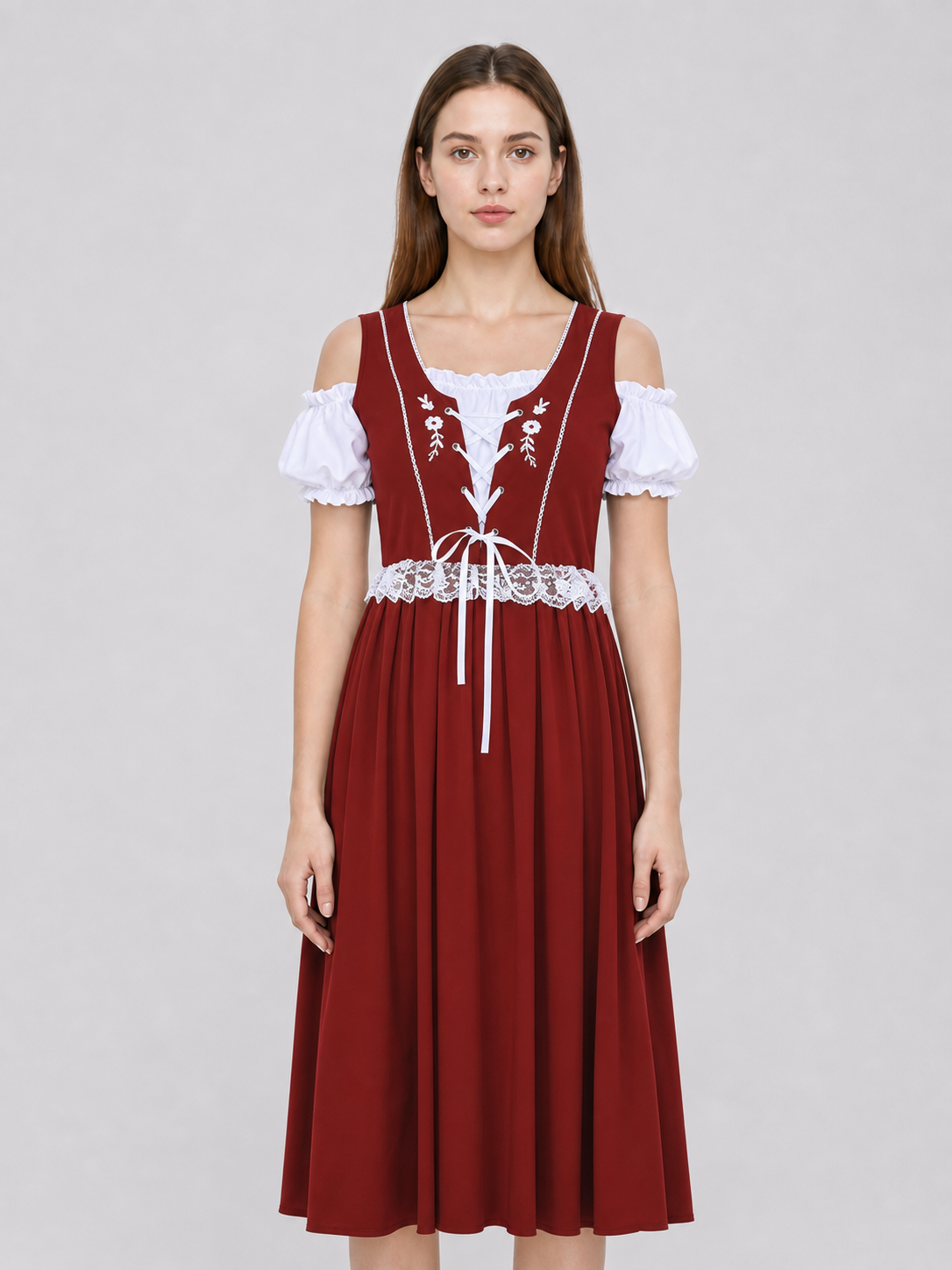 European-Style Carnival Dress with Bonnet