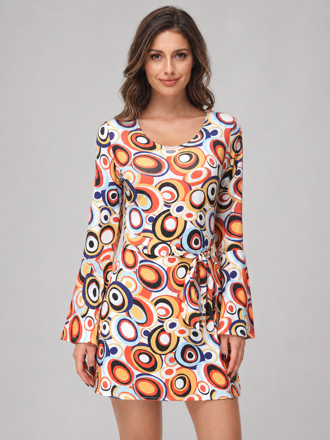Disco-Style Costume Dress with Geometric Print