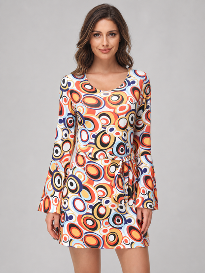 Disco-Style Costume Dress with Geometric Print