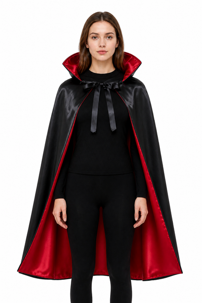 Hooded Cape, Black with Red Lining