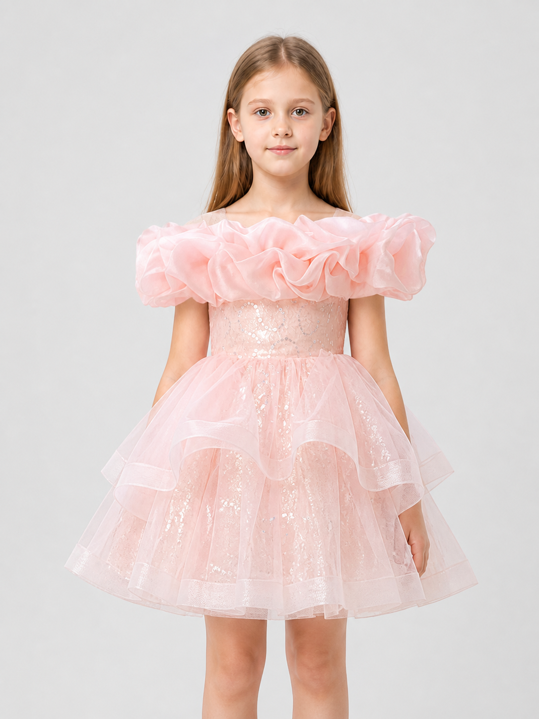 Children's Princess Dress with Sequins and a Full Skirt