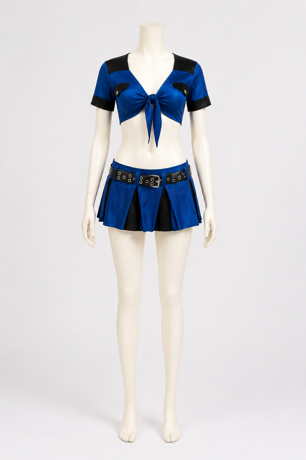 Short Police Costume with Skirt, Blue and Black Costumes detail 3