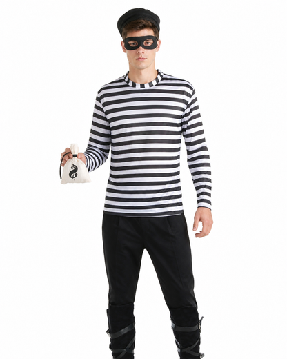 Black-and-White Striped Stage Thief Costume Costumes detail 2