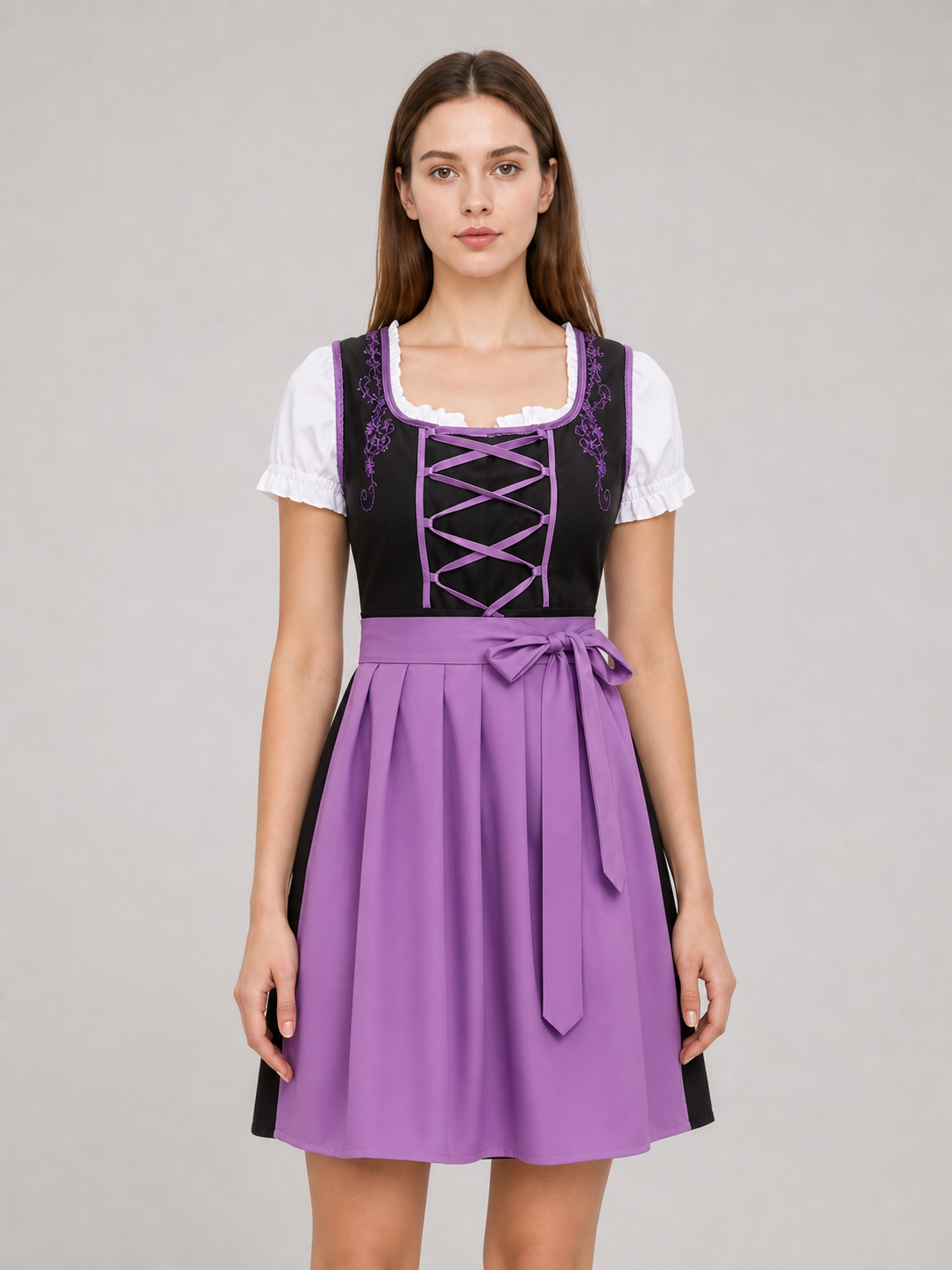 Dirndl-Style Dress with Apron and Lacing