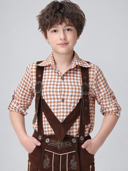 Children's costume in German folk style, trousers with suspenders