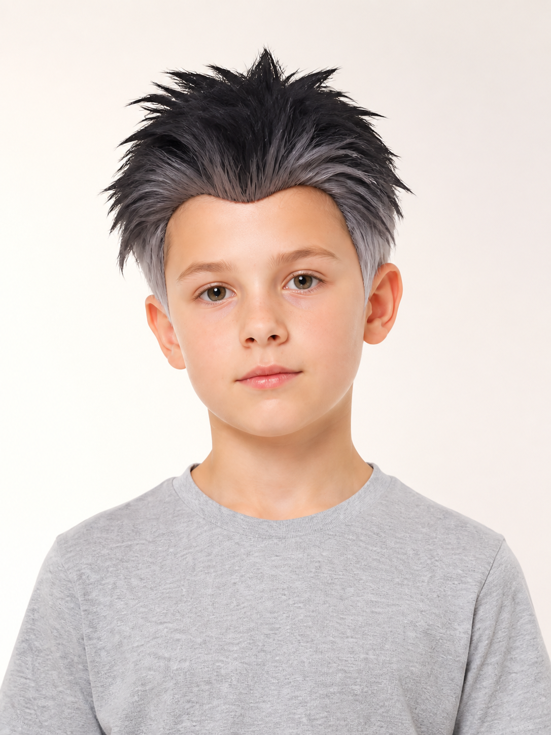 Short black and gray carnival wig with spikes for cosplay Costume Wigs detail 2