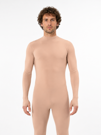 Skin-Tone Form-Fitting Jumpsuit with a High Collar product detail 3