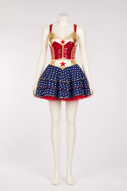 Halloween Dress with Red Star and Blue Skirt
