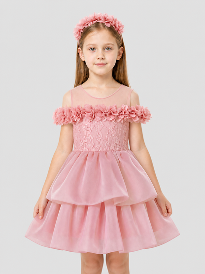Princess Dress with Headband, Full Skirt, Pink Costume Dresses detail 3
