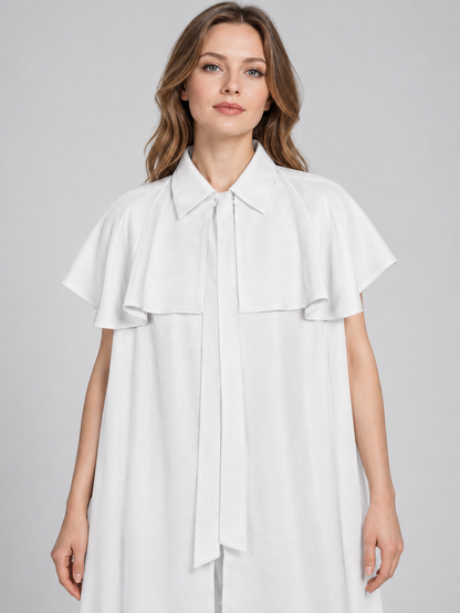 White long cloak cape with collar and ties