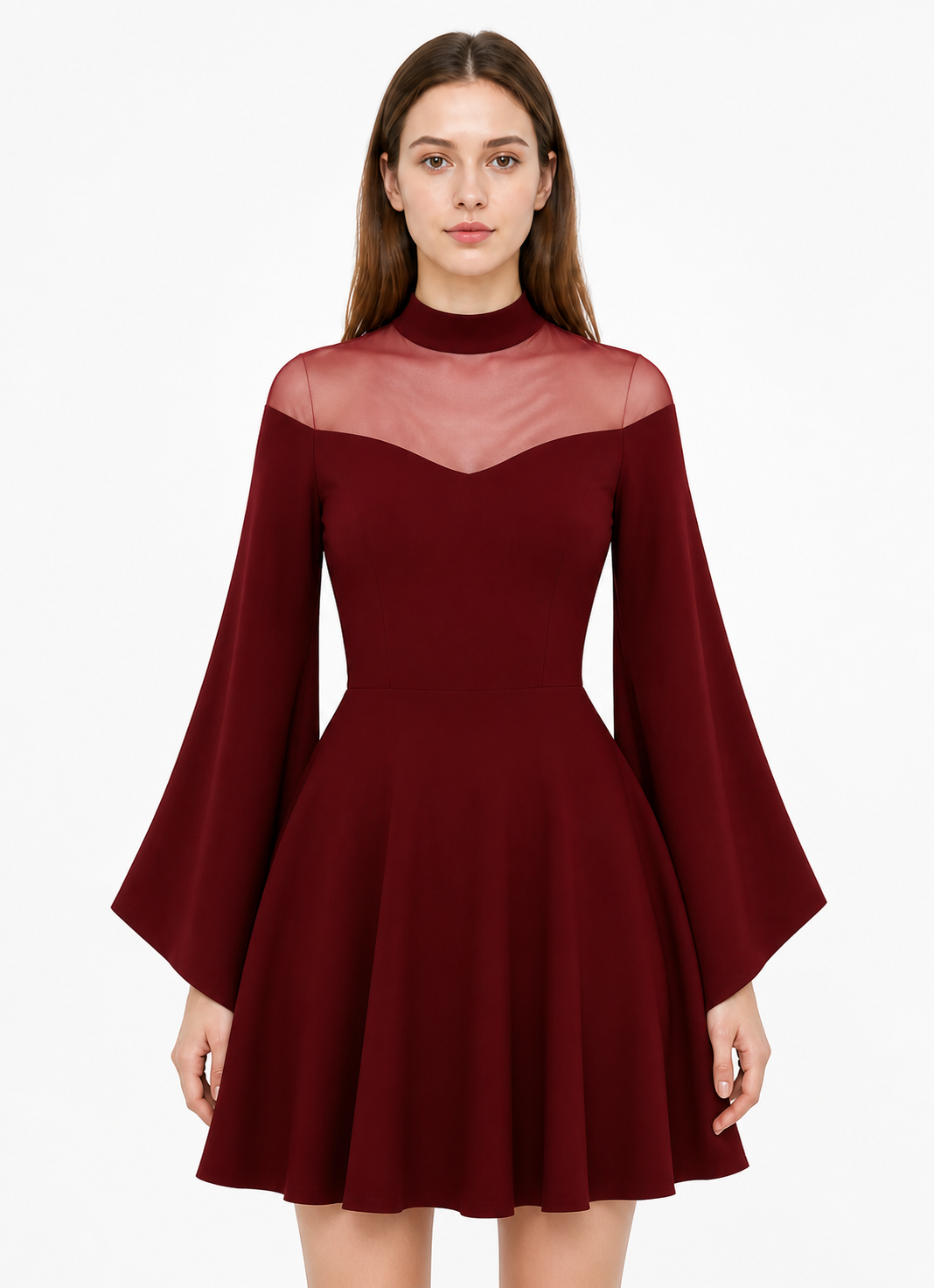 High-Neck Dress with Flared Sleeves Costume Dresses detail 3