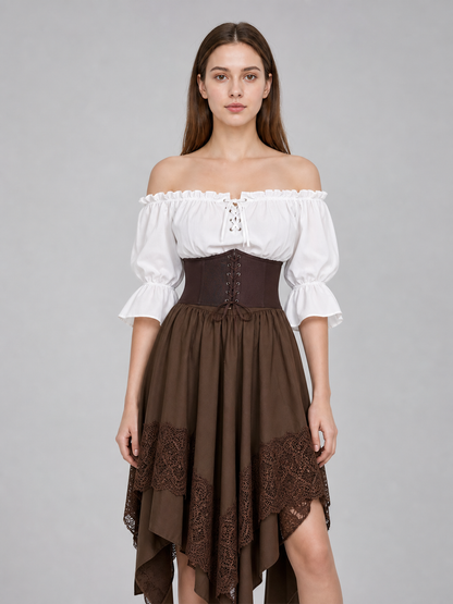 Pirate-Style Costume: Blouse, Corset, and Skirt