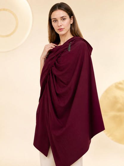 Burgundy hooded costume cloak product view 23